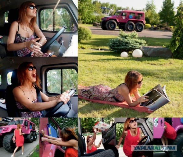 В Москве девушка ездит на розовом броневике