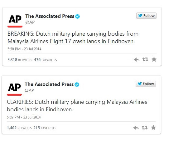 AP ошибочно сообщило о крушении самолёта с трупами