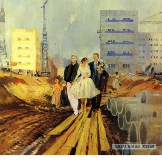 Свадьба в рисунках советских художников (22 фото)