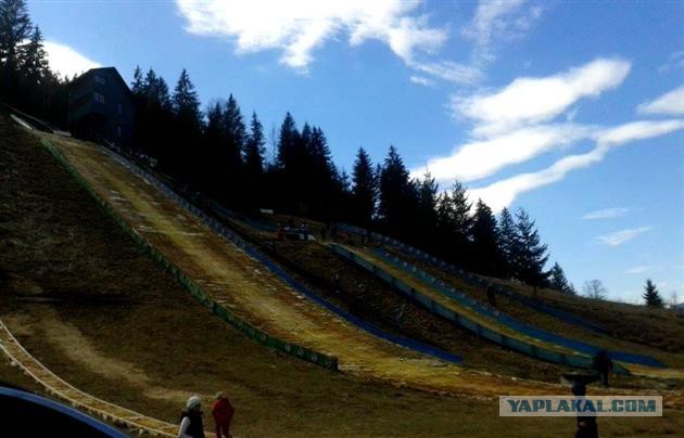 Чемпионат Украины по горнолыжному спорту прошёл в грязи