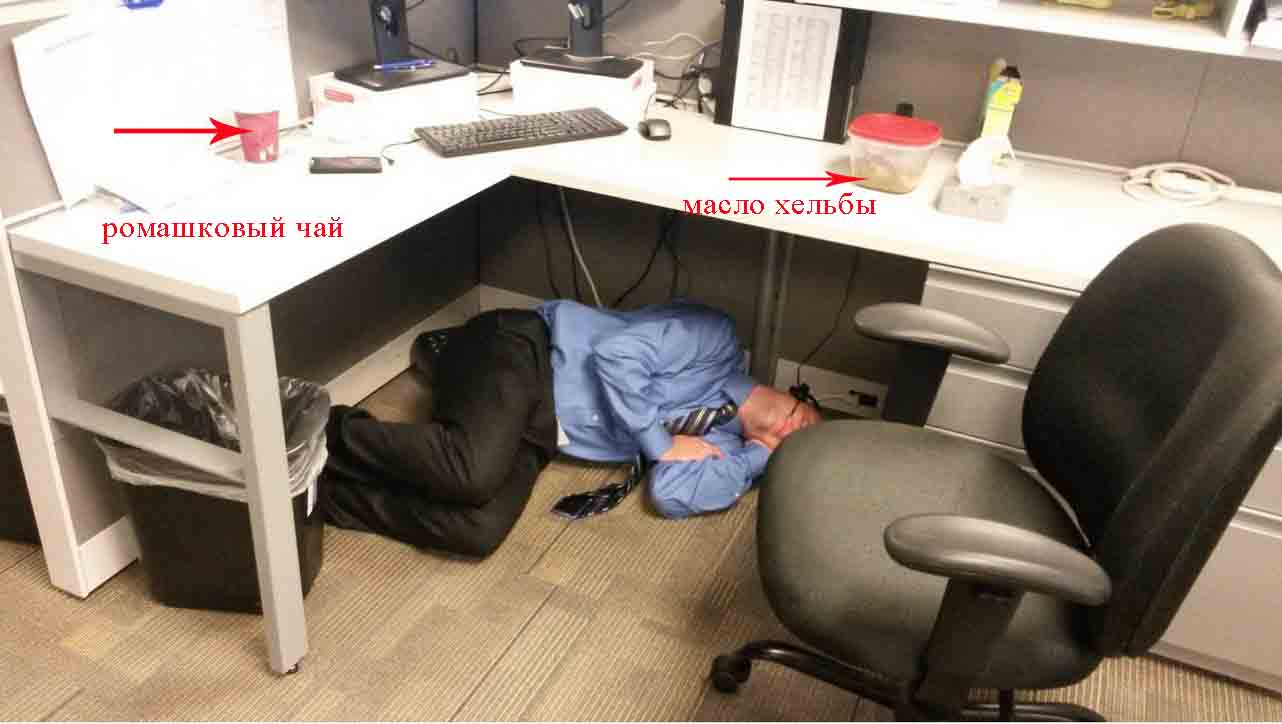 Boss under desk