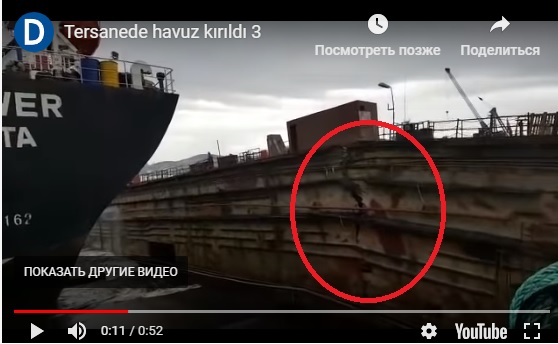 Падение кранов во время работ в турецком доке сняли на видео