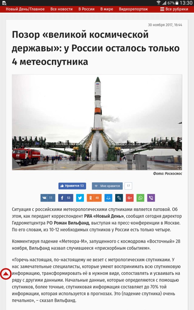 Российская метеогруппировка «умерла»