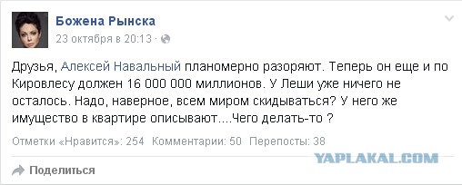 Штраф Навального оплатят пользователи соцсетей
