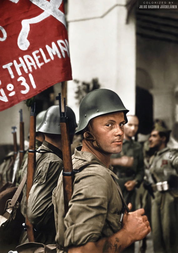 Немецкий батальон имени Эрнста Тельмана Интернациональных бригад во время гражданской войны в Испании. 1936 г⁠⁠.