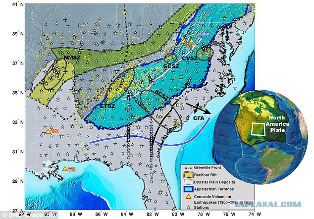 Юг США проваливается: гигантские куски мантии Земли опадают и вызывают землетрясения по всему юго-востоку страны
