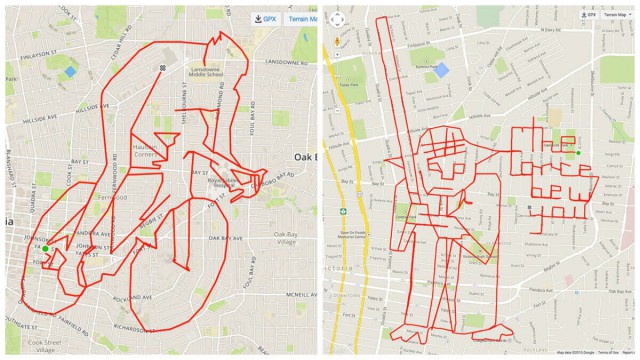 Канадский велогонщик рисует GPS-картины на картах