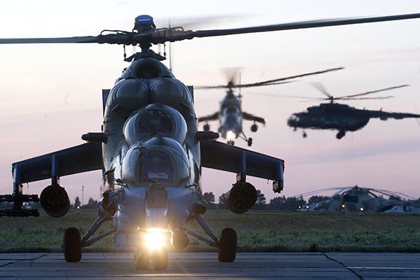 "Огневая карусель" вертолетов МИ-24П