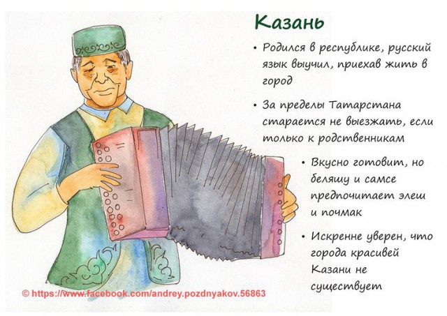 Художница нарисовала типичных жителей городов России
