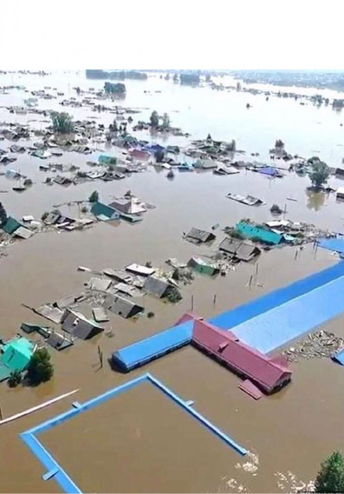 Подача новостей о наводнении в Иркутской области.