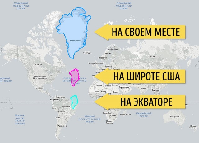 Реальные размеры континентов и стран.