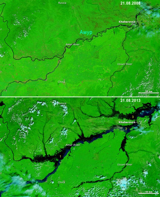 Наглядно о текущем уровне воды в Амуре