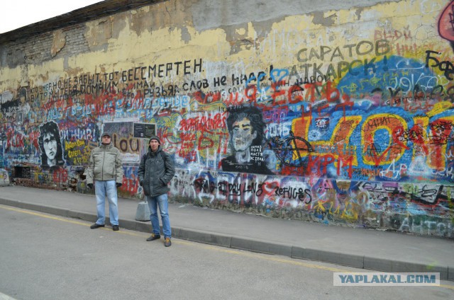 Фанаты «Динамо» раскрасили стену Виктора Цоя в центре Москвы