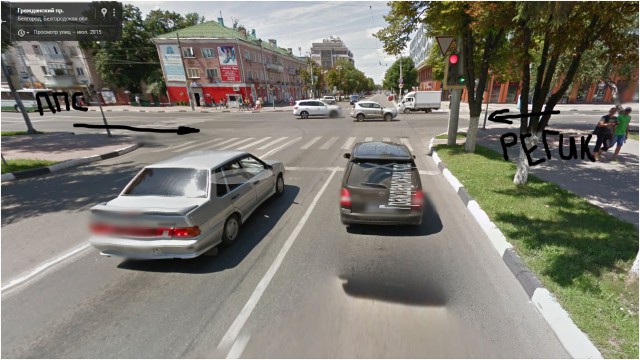 ТП протаранила полицейскую машину в центре Белгорода