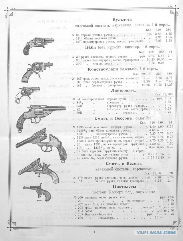 Прейскурант на оружие 1899г