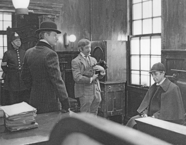 Василий Ливанов и Виталий Соломин на съёмках "Шерлока Холмса и доктора Ватсона". 1979 г.