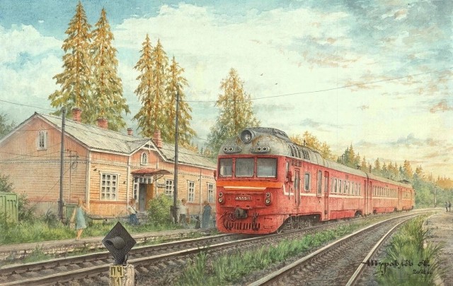 Советский общественный транспорт в прекрасных рисунках Александра Журавлёва