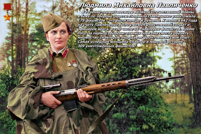 12 июля - День рождения легендарной женщины-снайпера Людмилы Павличенко