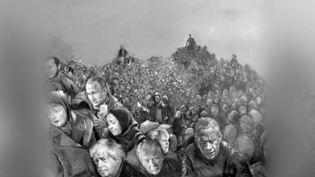 Художник из Сирии представил Трампа, Меркель и других политиков в образе беженцев