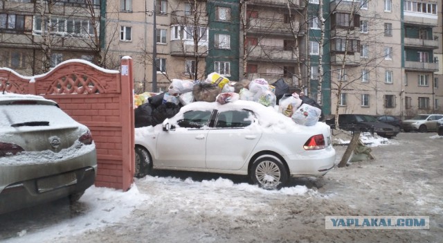 В Петербурге водитель припарковал автомобиль возле помойки и помешал подъехать мусоровозу