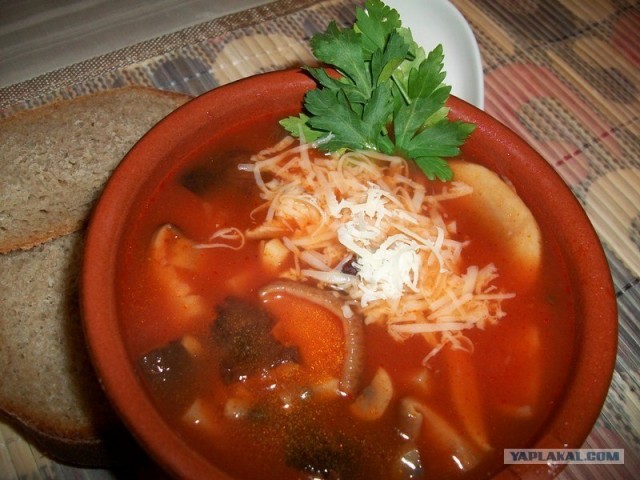 Томатный суп с грибами
