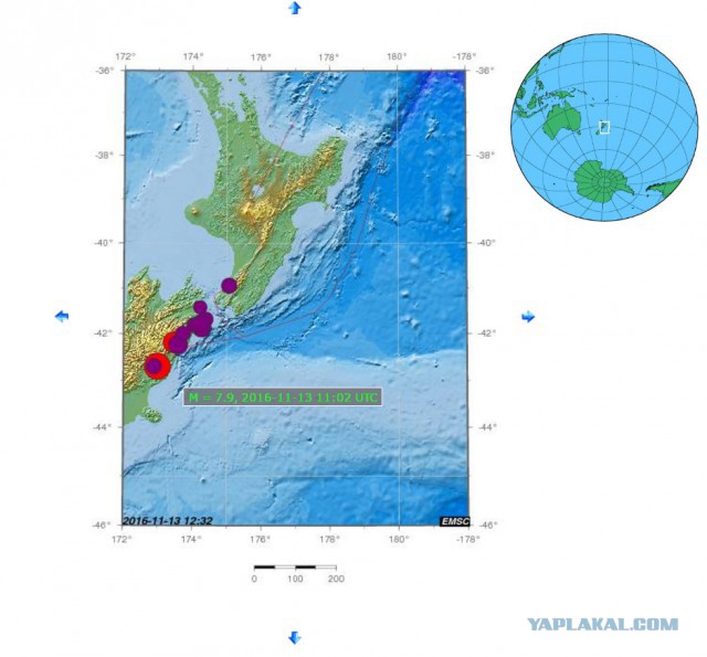 Землетрясение магнитудой 7,9 произошло в Новой Зеландии