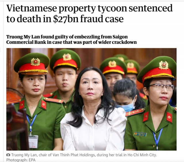 Вьетнамский магнат недвижимости приговорена к смертной казни по делу о мошенничестве на 27 млрд долларов