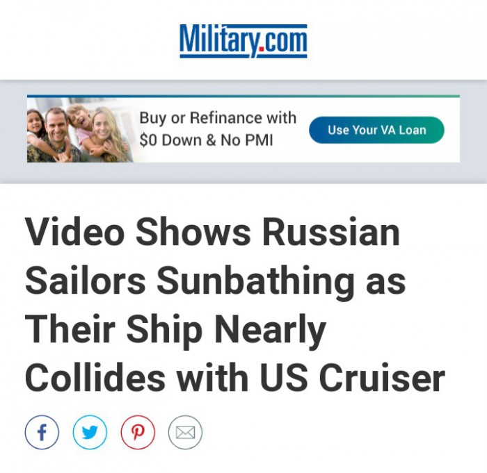 В Сети оценили реакцию российских моряков на сближение с крейсером ВМС США