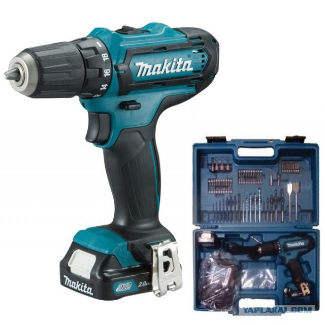 Дрель-шуруповерт Makita DF331DWAX2 набор с оснасткой