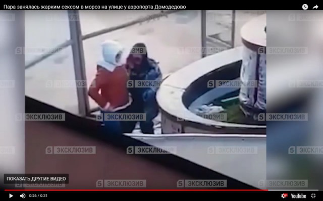 Пара занялась жарким сексом в мороз на улице у аэропорта Домодедово