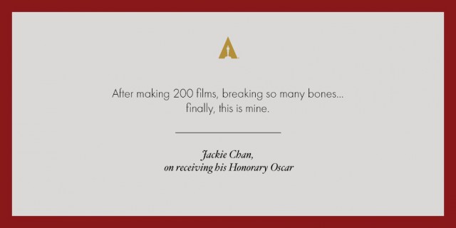 Вчера Джеки Чан получил "Оскара" за вклад в кинематограф