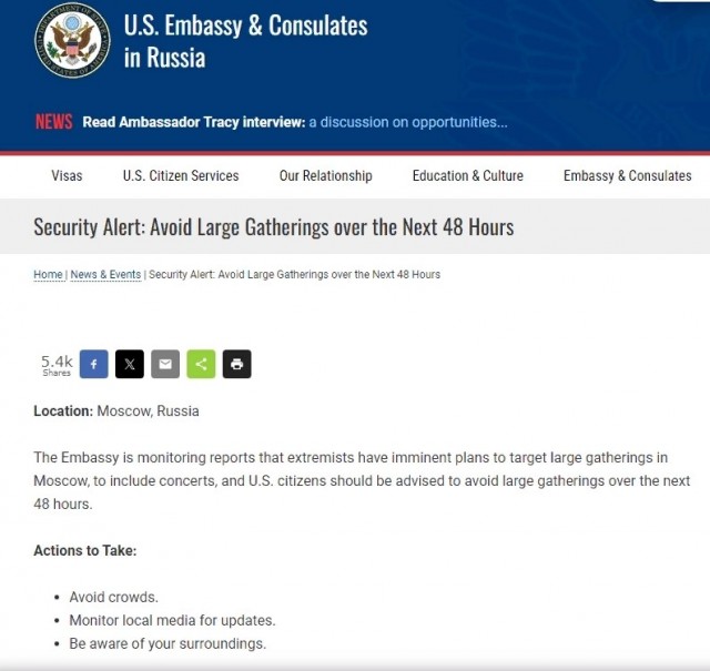 8 марта посольство США и МИД Британии предупредили своих граждан в России об угрозе терактов.