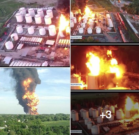 Масштабный пожар и взрыв на нефтебазе под Киевом