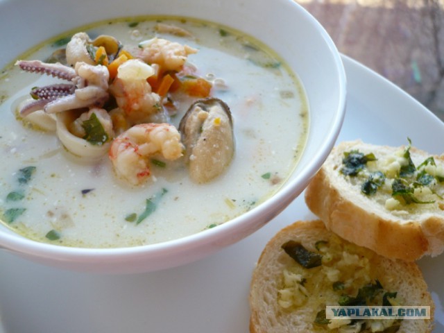 Суп с морскими гребешками