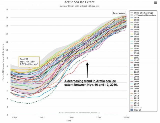 Зимняя катастрофа в Арктике: на 20 градусов теплее нормы, лёд тает