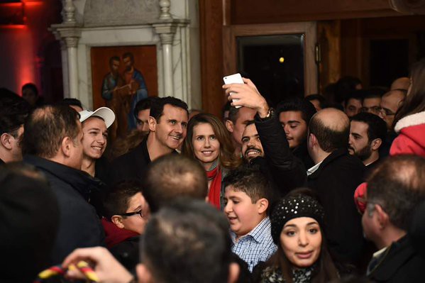 Сирия. Президент Асад с супругой в церкви