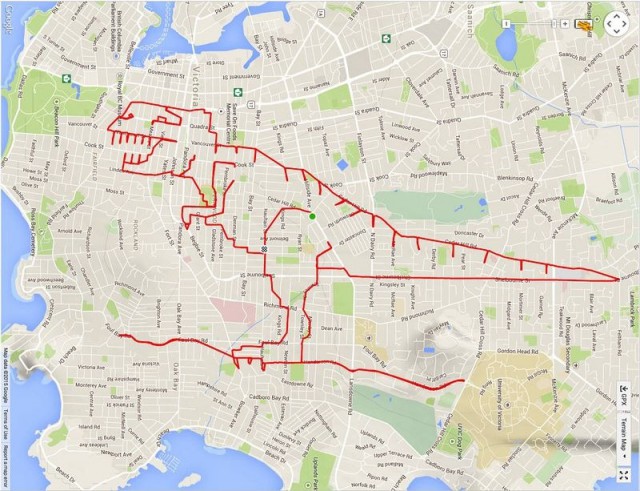 Канадский велогонщик рисует GPS-картины на картах