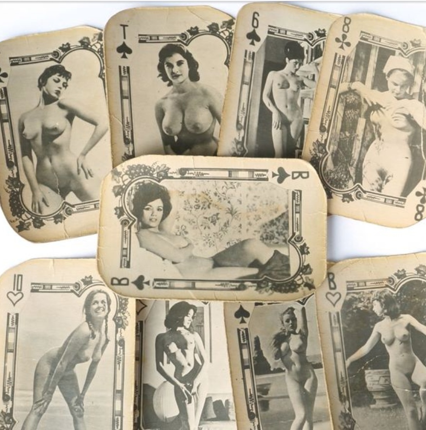 Vintage nude honey brand playing cards.