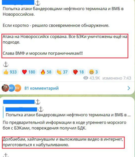 Минобороны: ВСУ ночью пытались атаковать военно-морскую базу Новороссийск
