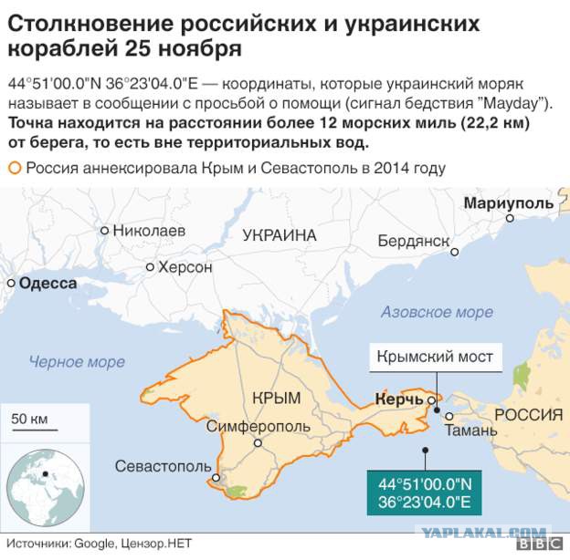 Три корабля ВМС Украины пересекли российскую границу
