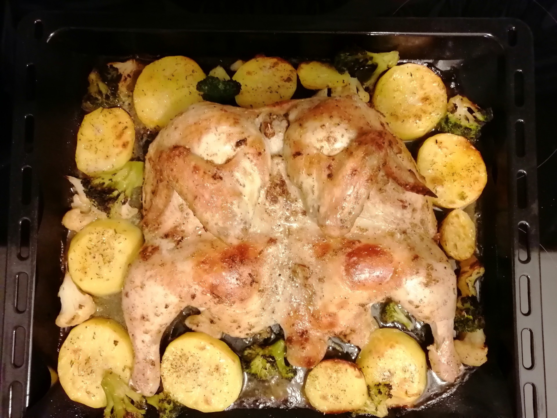 Цыпленок с картошкой в духовке рецепт