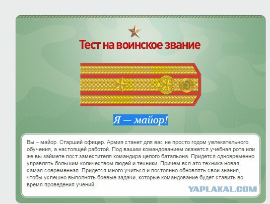 Какое у вас звание? Тест от министерства обороны)