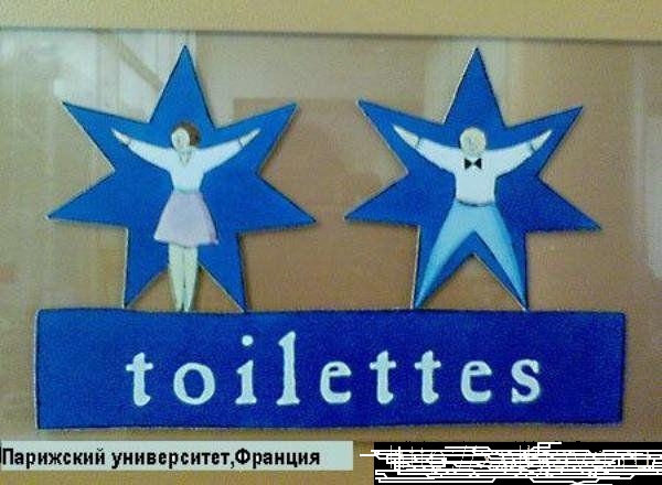 Как обозначают мужские и женские туалеты.