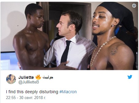 "Горячая" фотосессия Макрона с полуголыми темнокожими возмутила французов