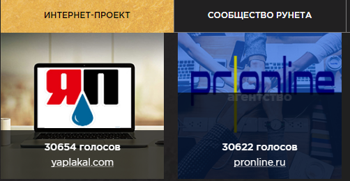 ЯП на Премии Рунета 2018!