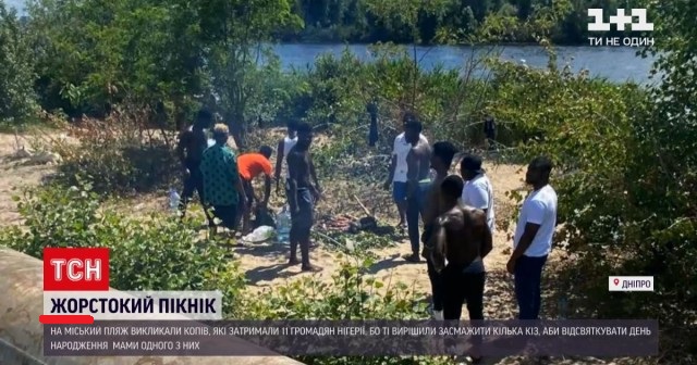 Нигерийцы зарезали и зажарили коз на пляже в Днепре