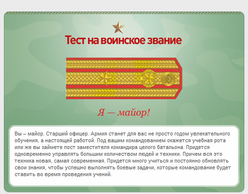 Какое у вас звание? Тест от министерства обороны)