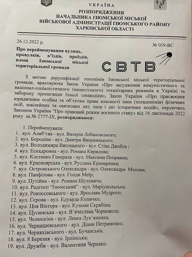Улицу Цоя переименовали в честь Кузьмы Скрябина в украинском Изюме.