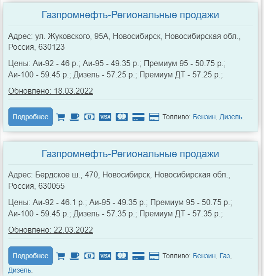 Цены на бензин