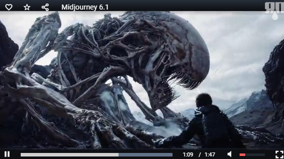 Трейлер к несуществующему космо-хоррору от Midjourney 6.1